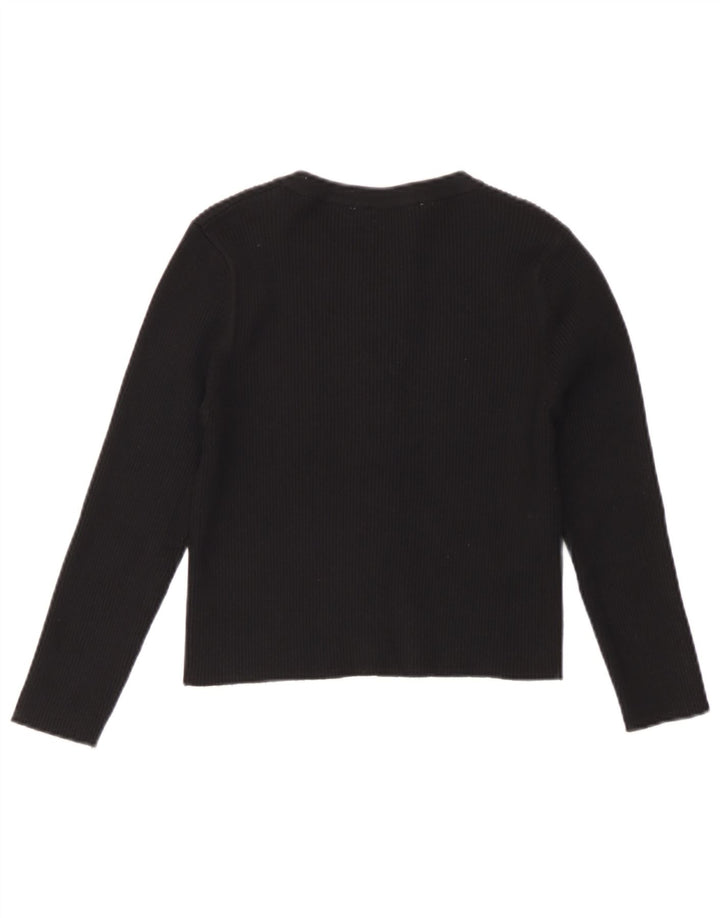 Zara Womens Long Sleeve Cardigan Top UK 12 Medium Black