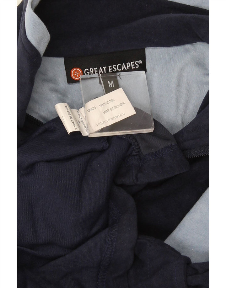 Great Escapes Mens Velour Tracksuit Top Jacket Medium Navy Blue Colourblock
