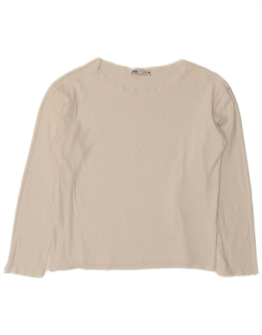 Zara Womens Crop Oversized Top Long Sleeve UK 10 Small White