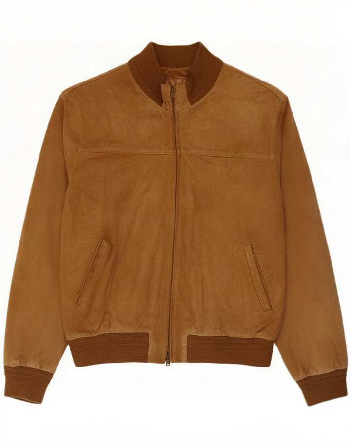 Dallas Mens Suede Bomber Jacket IT 52 XL Beige Colourblock