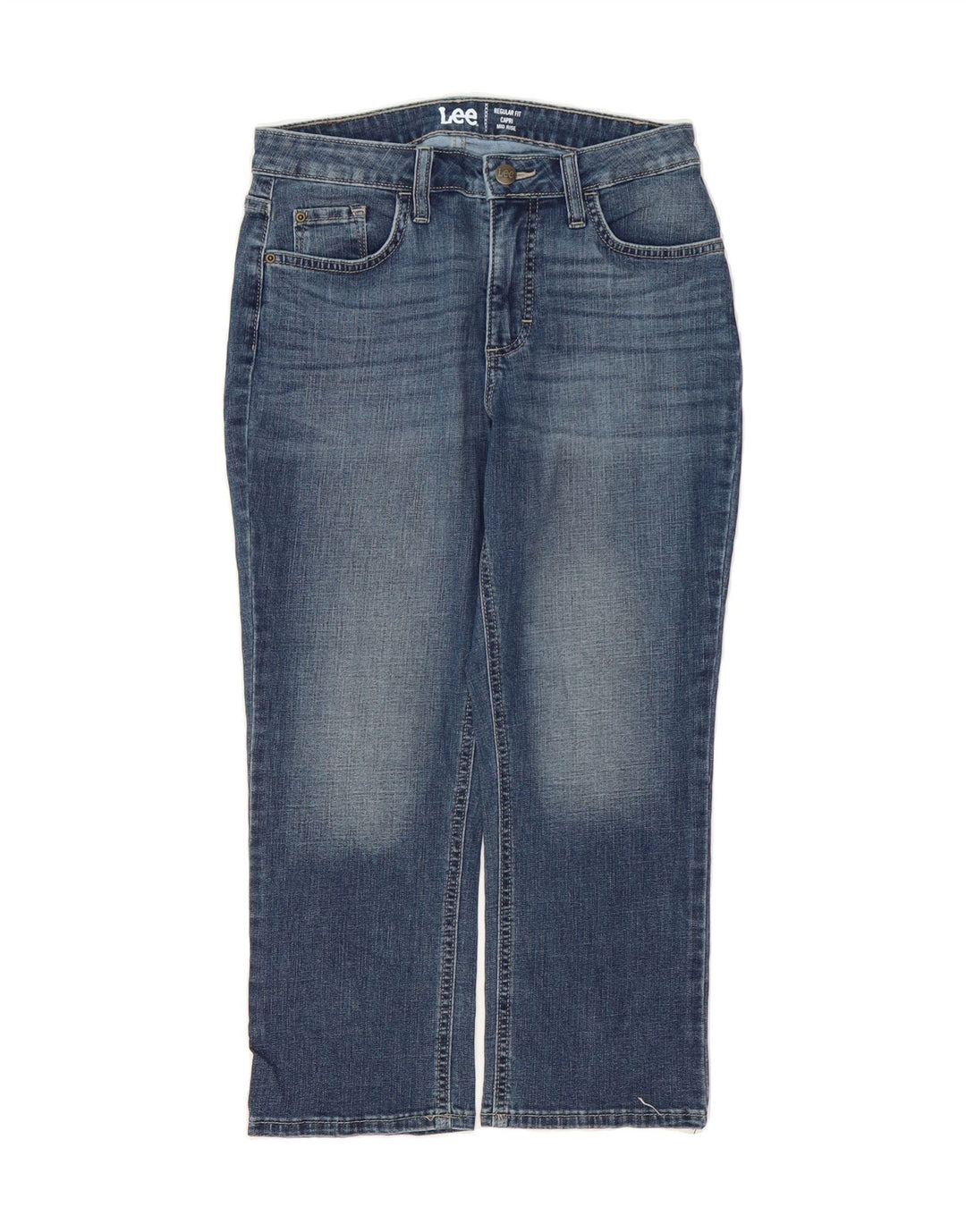 LEE Womens Regular Fit Mid Rise Capri Jeans US 6 Medium W30 L22 Blue Vintage Lee and Second-Hand Lee from Messina Hembry 