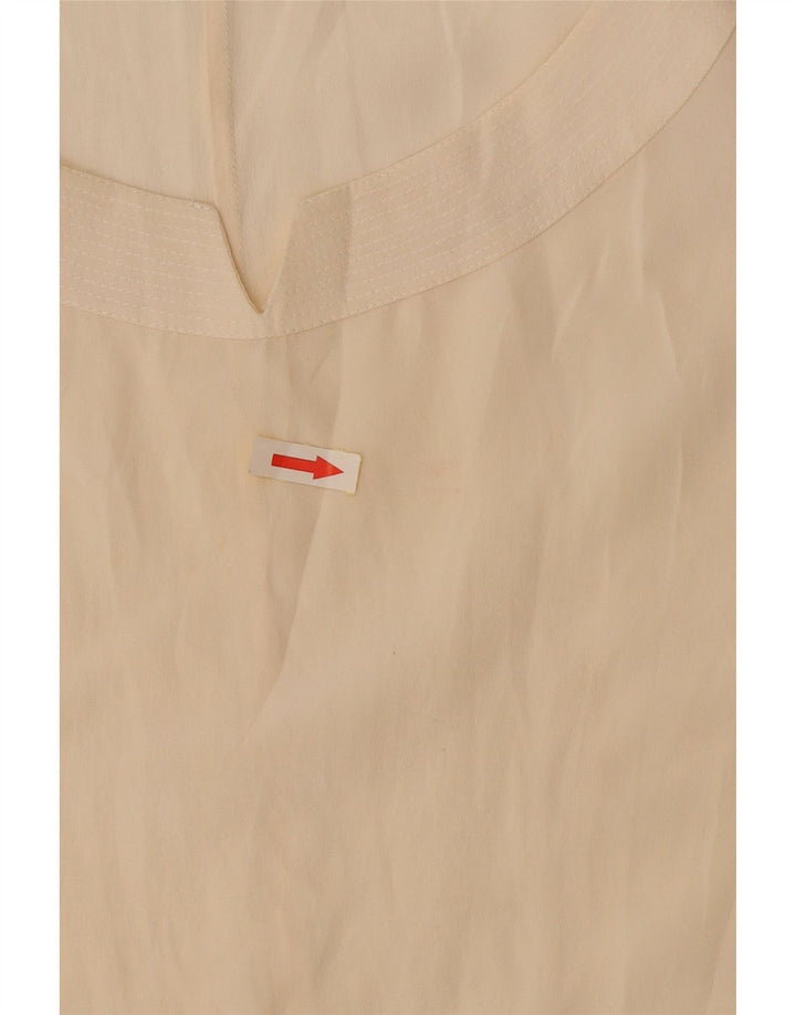 Vintage Womens Crop Sleeveless Blouse Top UK 14 Large Off White Silk