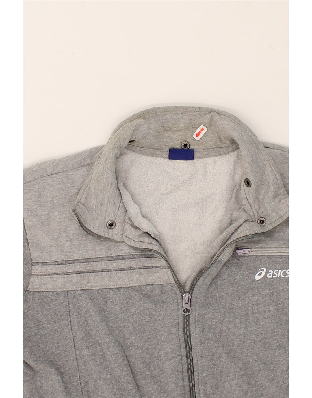 ASICS Womens Graphic Tracksuit Top Jacket UK 16 Large Grey Cotton Vintage Asics and Second-Hand Asics from Messina Hembry 