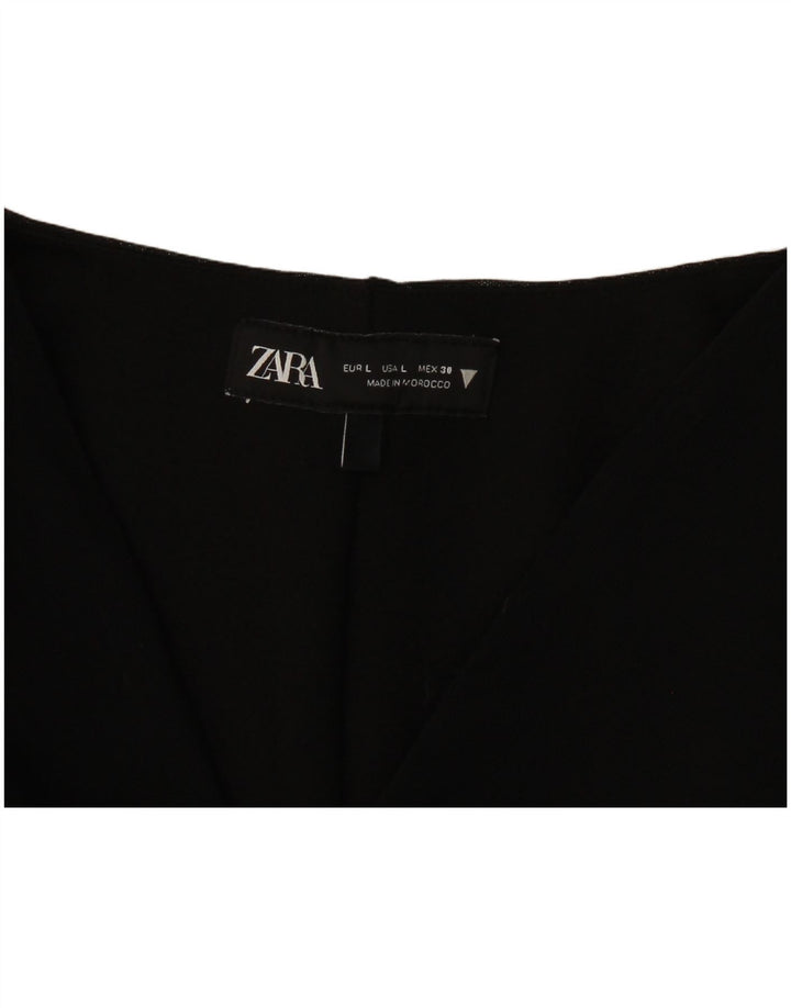 Zara Womens Long Sleeve Bodysuit UK 14 Large Black