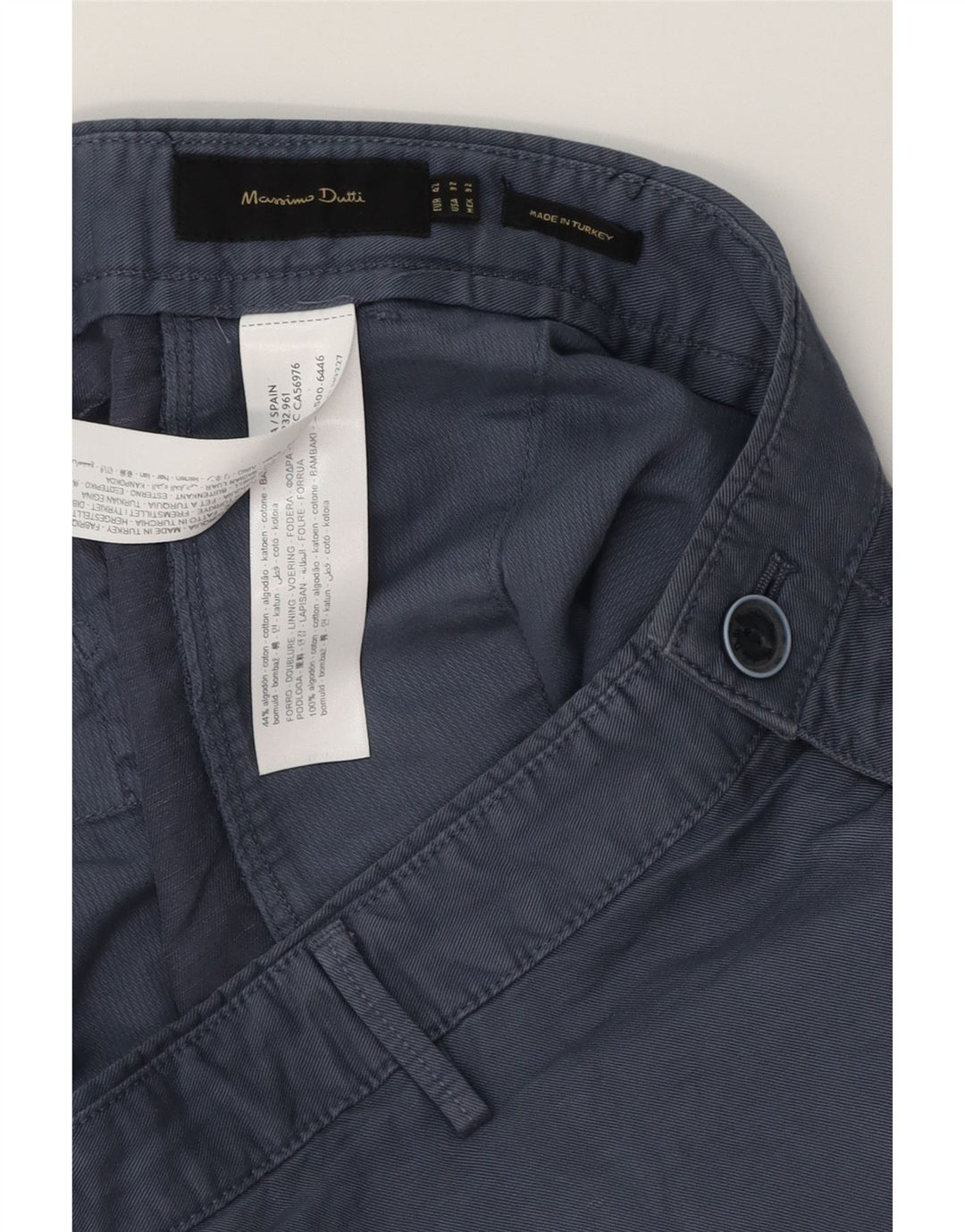 MASSIMO DUTTI Mens Chino Shorts EU 42 Large W32 Navy Blue Cotton
