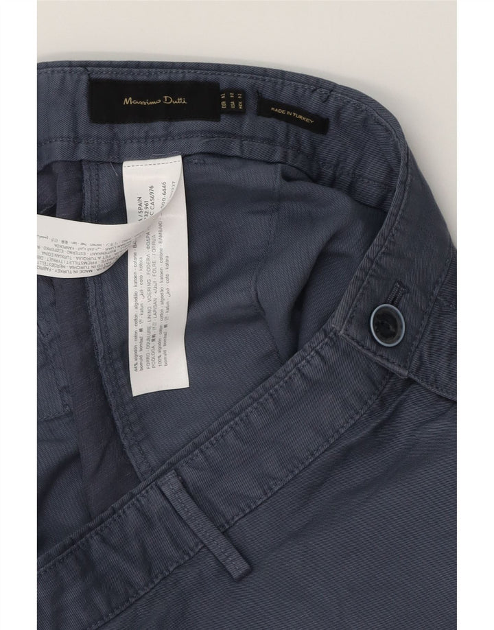 MASSIMO DUTTI Mens Chino Shorts EU 42 Large W32 Navy Blue Cotton