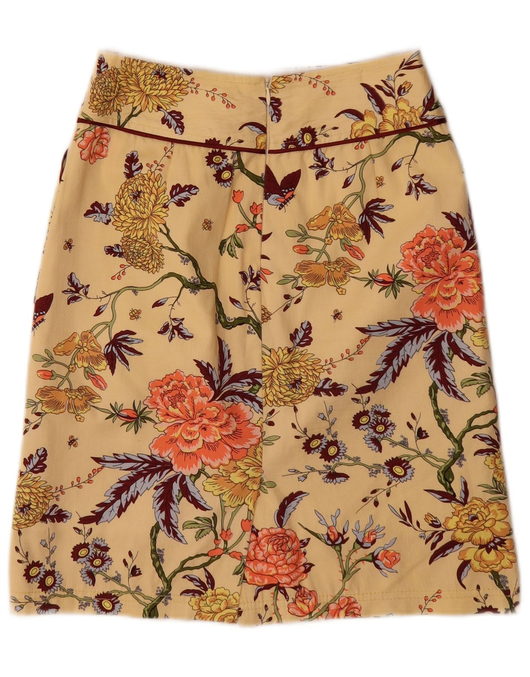 Vintage Womens Midi Skirt Medium W28  Yellow Floral