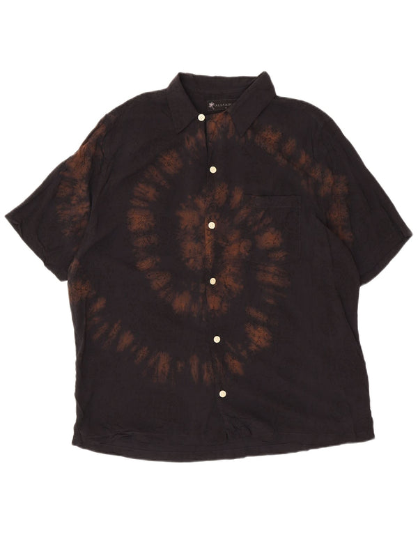 ALL SAINTS Mens Relaxed Fit Short Sleeve Shirt Medium Black Tie Dye