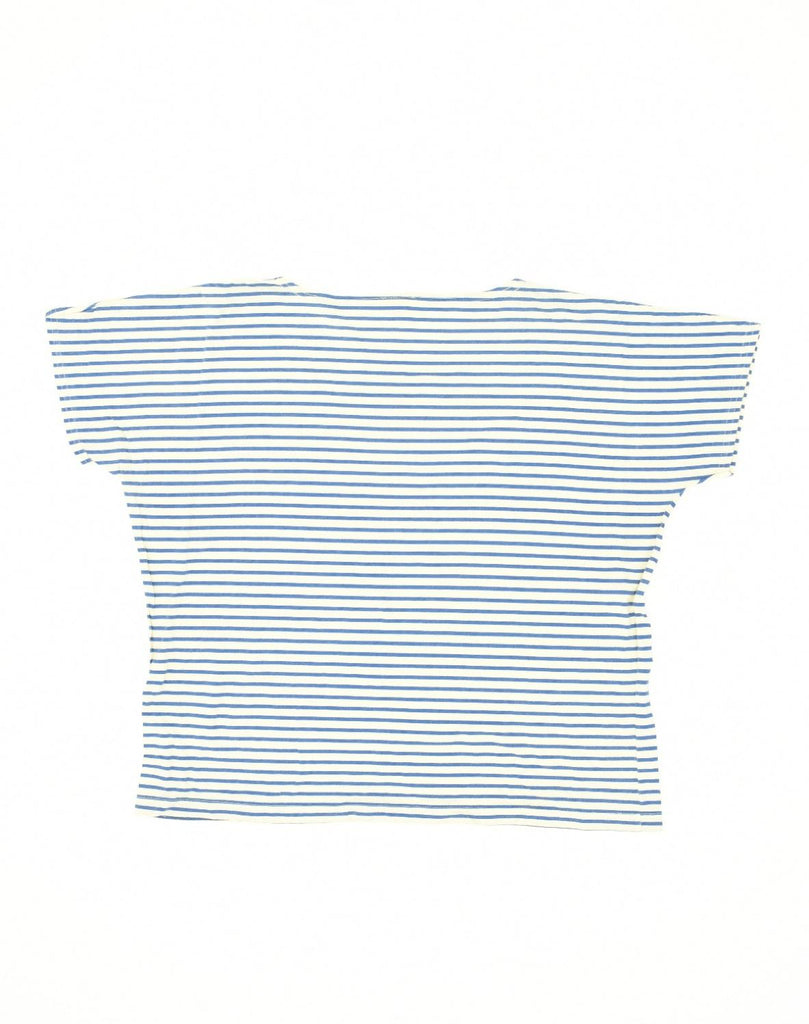 VINTAGE Womens Graphic T-Shirt Top UK 12 Medium Blue Striped Cotton | Vintage Vintage | Thrift | Second-Hand Vintage | Used Clothing | Messina Hembry 