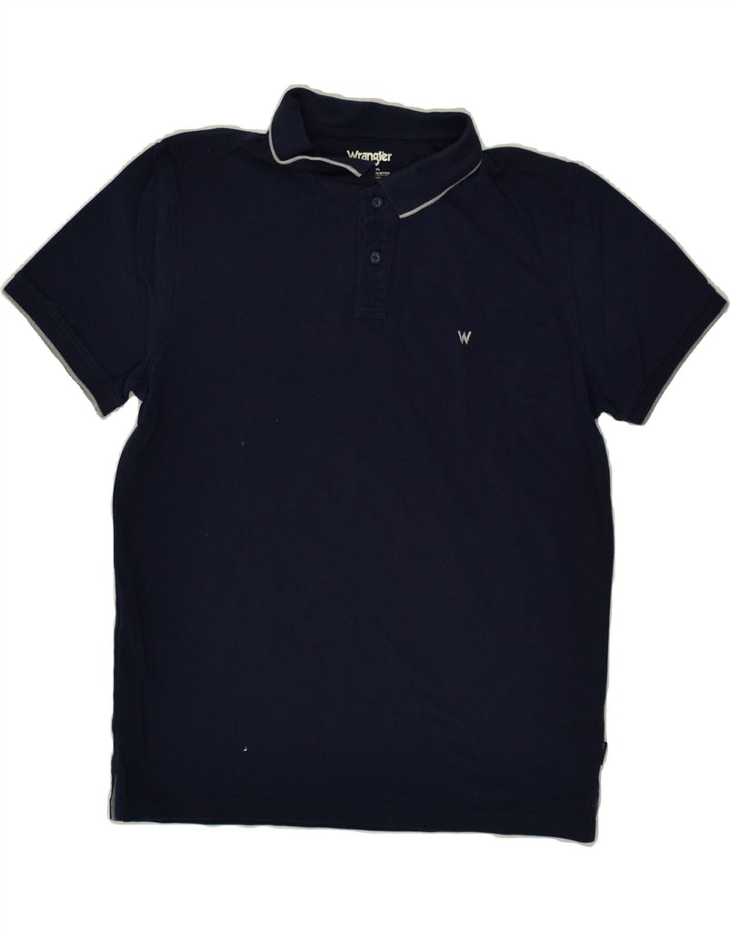 WRANGLER Mens Polo Shirt Medium Navy Blue Cotton | Vintage Wrangler | Thrift | Second-Hand Wrangler | Used Clothing | Messina Hembry 