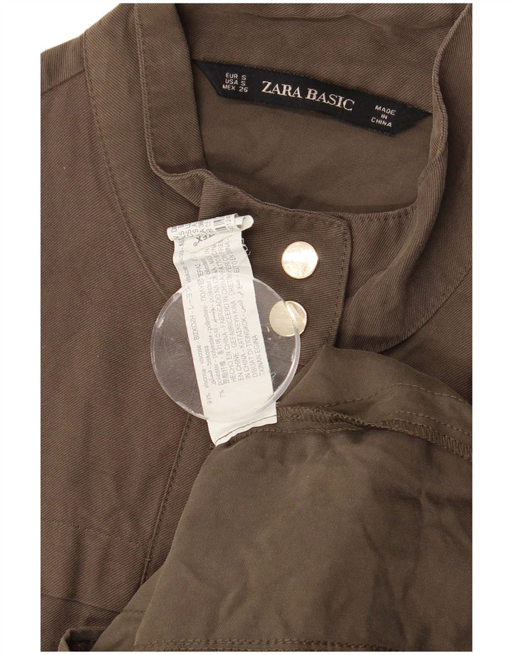 Zara Womens Utility Jacket UK 10 Small Khaki Viscose