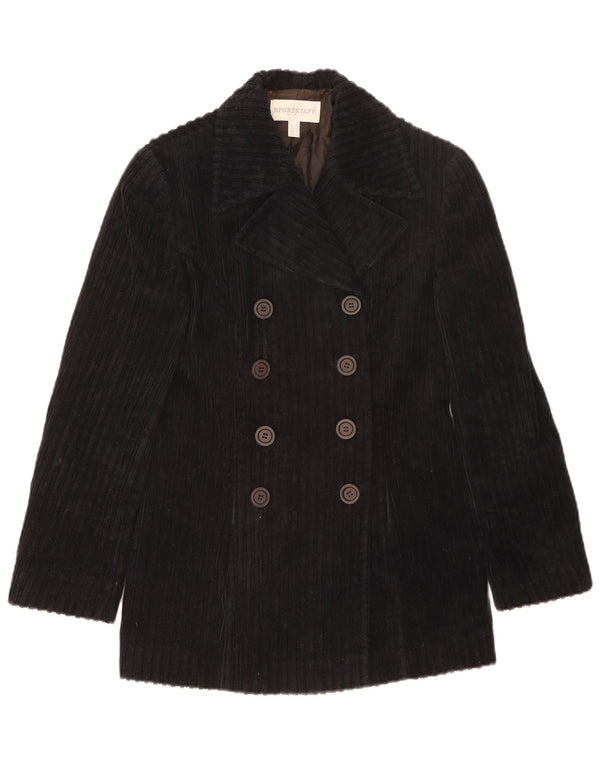 Sportstaff Womens Double Breasted Corduroy Blazer Jacket UK 10 Small Black