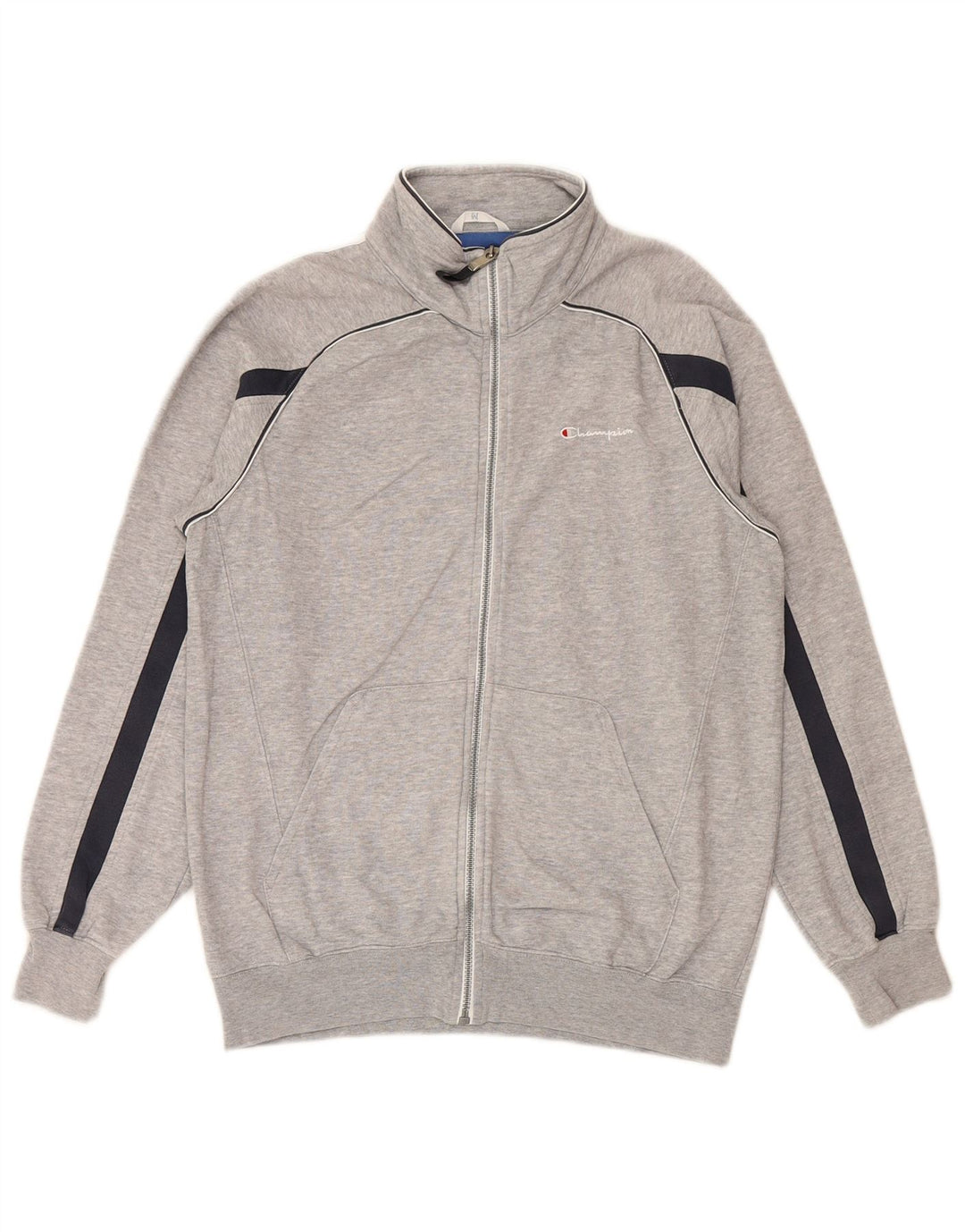 CHAMPION Mens Tracksuit Top Jacket Medium Grey Colourblock Cotton