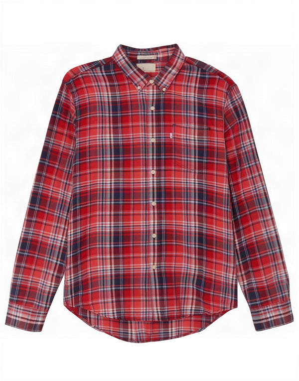 Levi's Mens Slim Fit Flannel Shirt XL Red Plaid Cotton