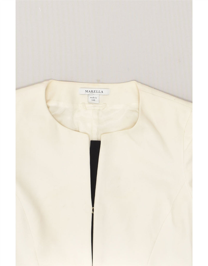 MARELLA Womens Blazer Jacket UK 8 Small Off White Colourblock Cotton | Vintage Marella | Thrift | Second-Hand Marella | Used Clothing | Messina Hembry 