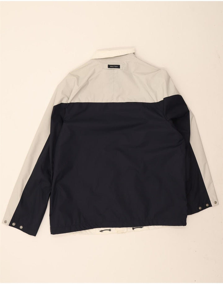 Nautica Mens Rain Jacket UK 40 Large White Colourblock Nylon