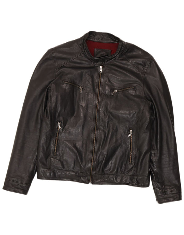 Vintage Mens Leather Jacket IT 54 XL Black