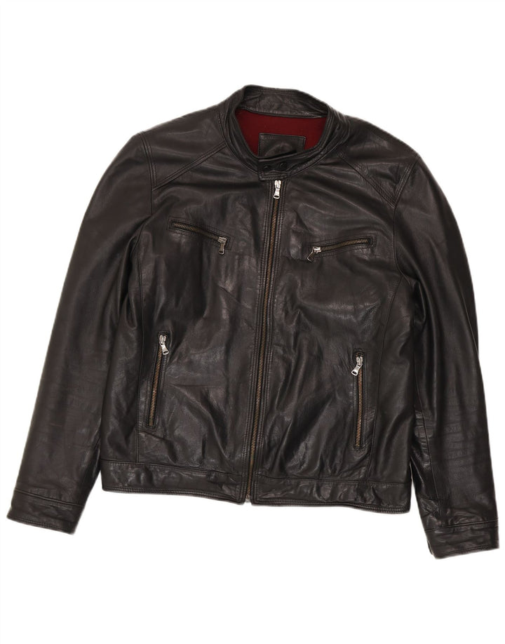 Vintage Mens Leather Jacket IT 54 XL Black