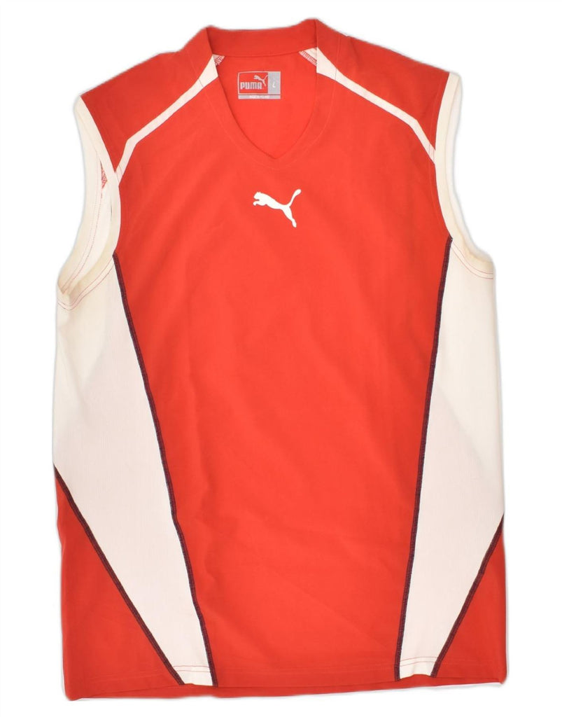 PUMA Mens Vest Top Large Red Colourblock | Vintage Puma | Thrift | Second-Hand Puma | Used Clothing | Messina Hembry 