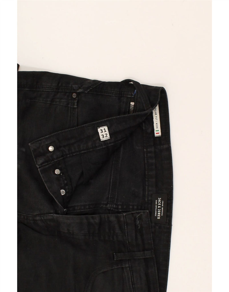 JACK & JONES Mens Regular Fit Straight Jeans W31 L32 Black Cotton | Vintage Jack & Jones | Thrift | Second-Hand Jack & Jones | Used Clothing | Messina Hembry 