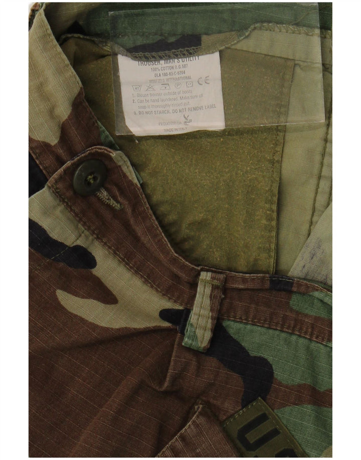 VINTAGE Mens Casual Shorts W38 XL Khaki Camouflage Cotton