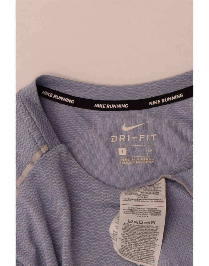 Nike Mens Dri Fit Top Long Sleeve Small Blue Pinstripe Polyester