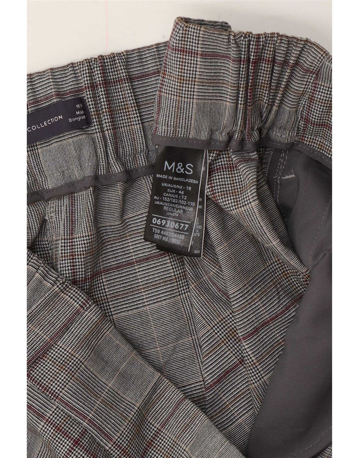 Marks & Spencer Womens Casual Trousers UK 16 Large W38 L31 Grey Check