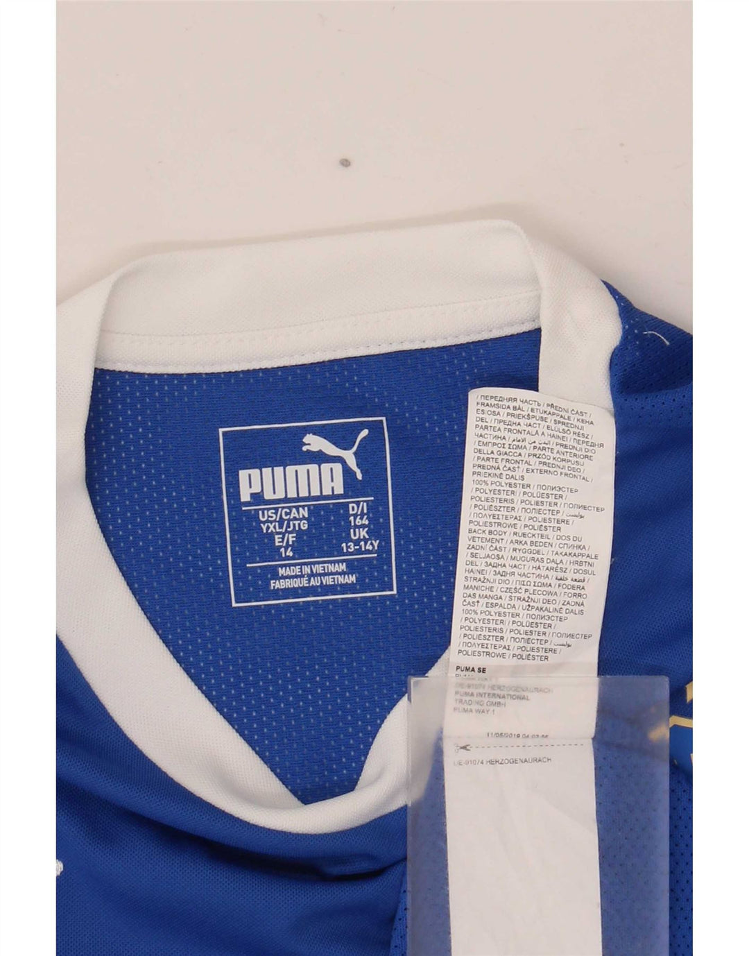 Puma Boys Italia Graphic T-Shirt Top 13-14 Years Blue Polyester
