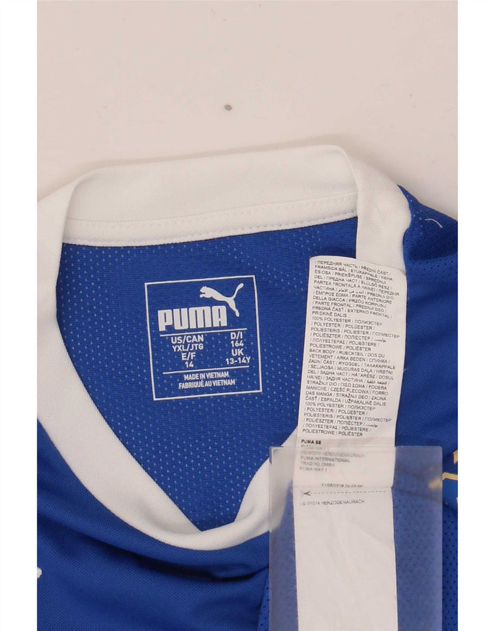 Puma Boys Italia Graphic T-Shirt Top 13-14 Years Blue Polyester