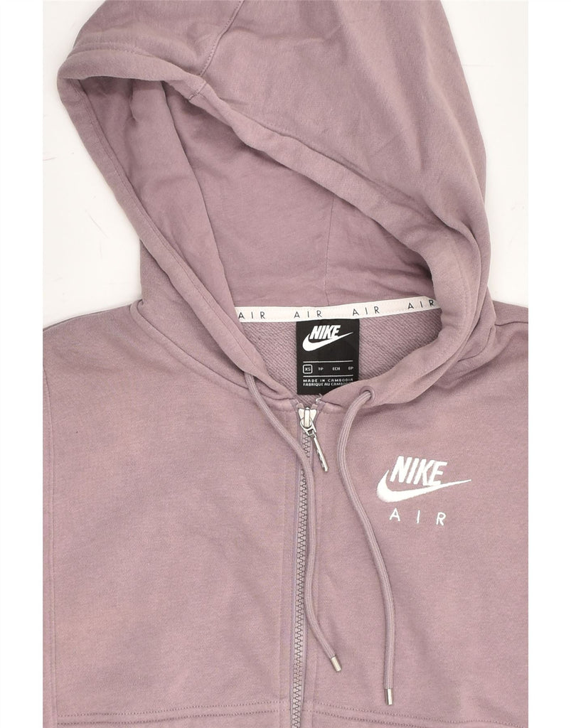 NIKE Womens Oversized Graphic Zip Hoodie Sweater UK 6 XS Purple Cotton | Vintage Nike | Thrift | Second-Hand Nike | Used Clothing | Messina Hembry 