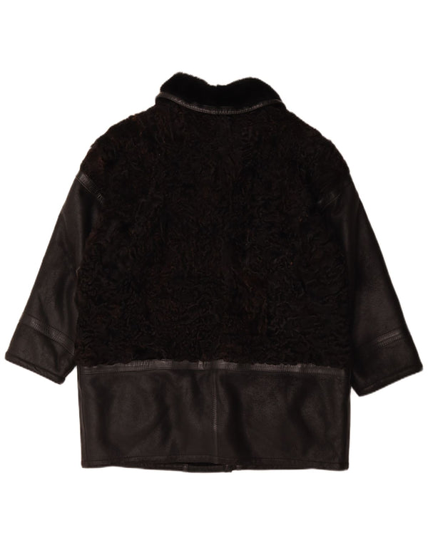 Vintage Womens Oversized Coat IT 46 Large Black Colourblock