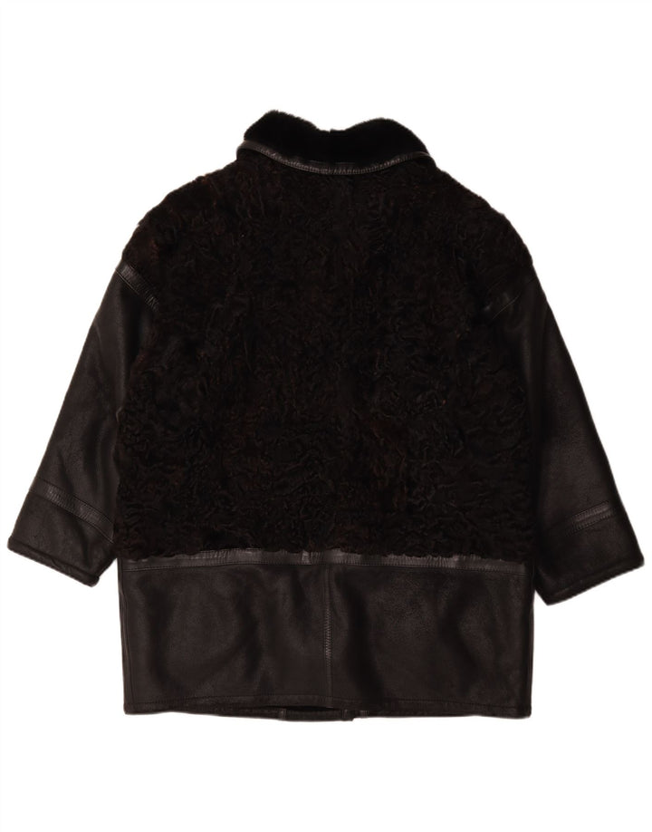 Vintage Womens Oversized Coat IT 46 Large Black Colourblock