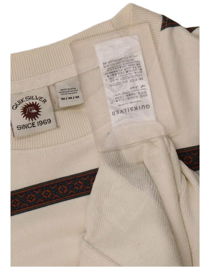 Quiksilver Mens Sweatshirt Jumper Medium White Striped Cotton