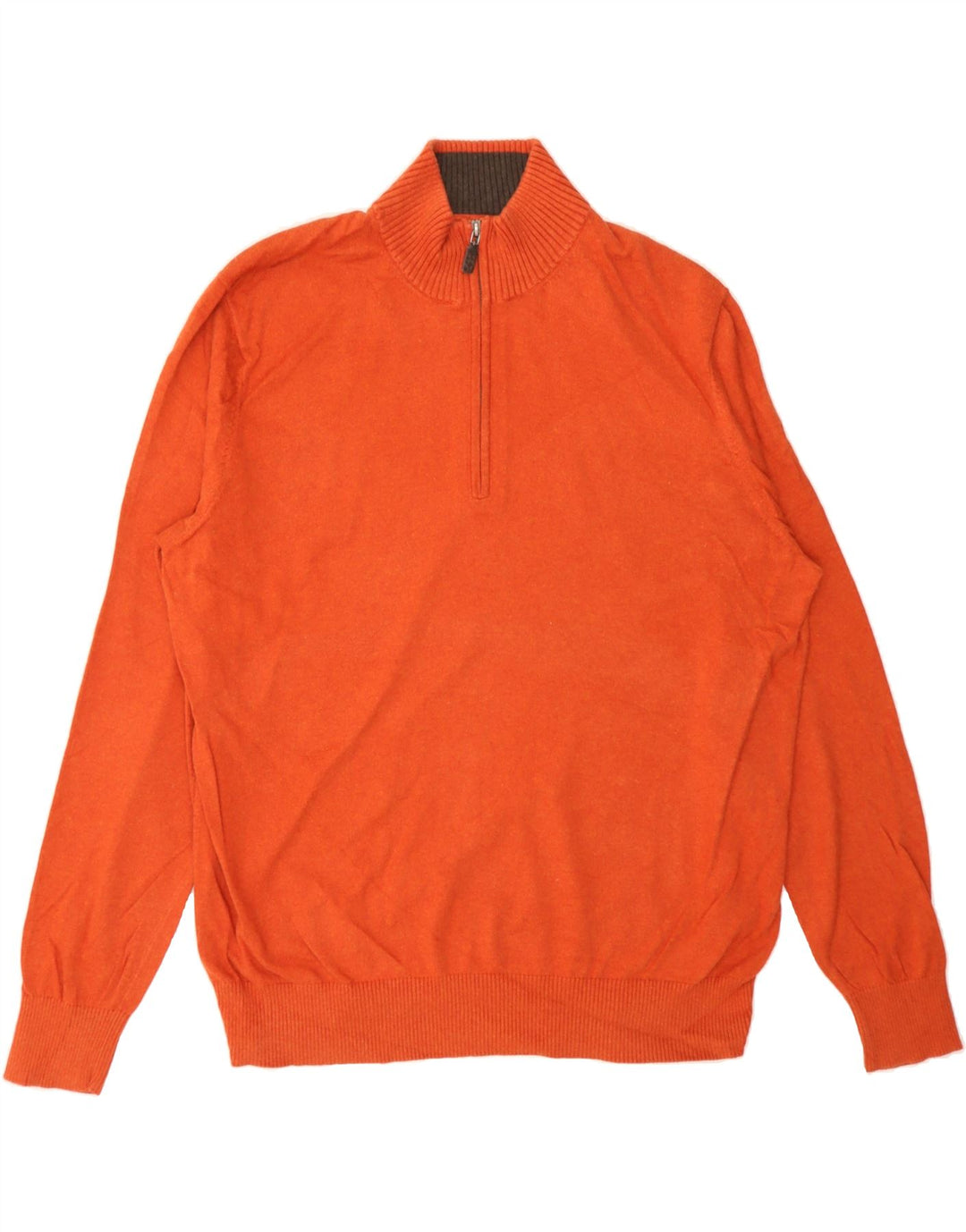 EDDIE BAUER Mens Tall Zip Neck Jumper Sweater XL Orange Cotton Vintage Eddie Bauer and Second-Hand Eddie Bauer from Messina Hembry 