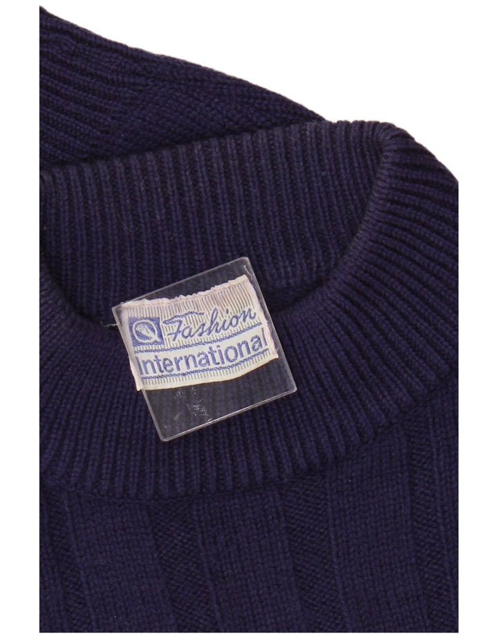 Vintage Mens Crew Neck Jumper Sweater EU 52 Large Purple Wool