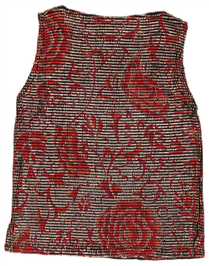 Pancaldi & B Womens Sleeveless Blouse Top UK 12 Medium Red Floral