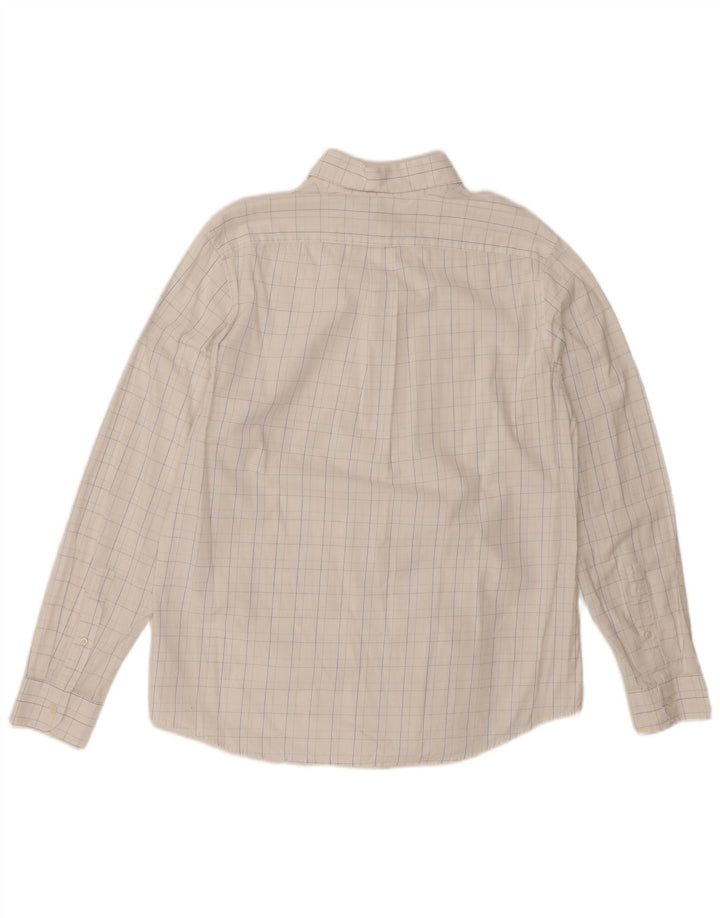 BENETTON Mens Shirt XL White Check Cotton