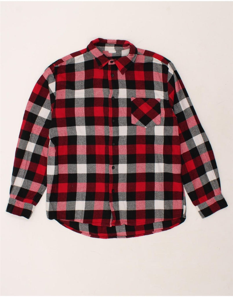 VINTAGE Mens Flannel Shirt Medium Red Check Cotton | Vintage Vintage | Thrift | Second-Hand Vintage | Used Clothing | Messina Hembry 