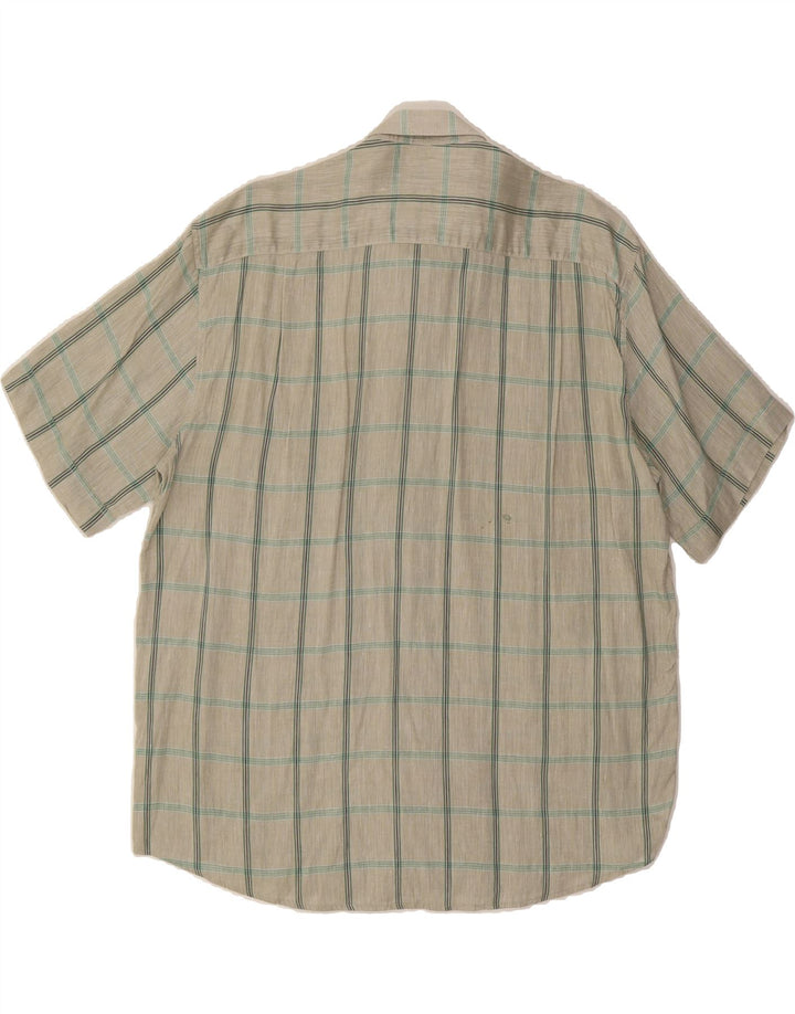 RODRIGO Mens Short Sleeve Shirt Size 17 43 XL Grey Check Cotton Vintage Rodrigo and Second-Hand Rodrigo from Messina Hembry 