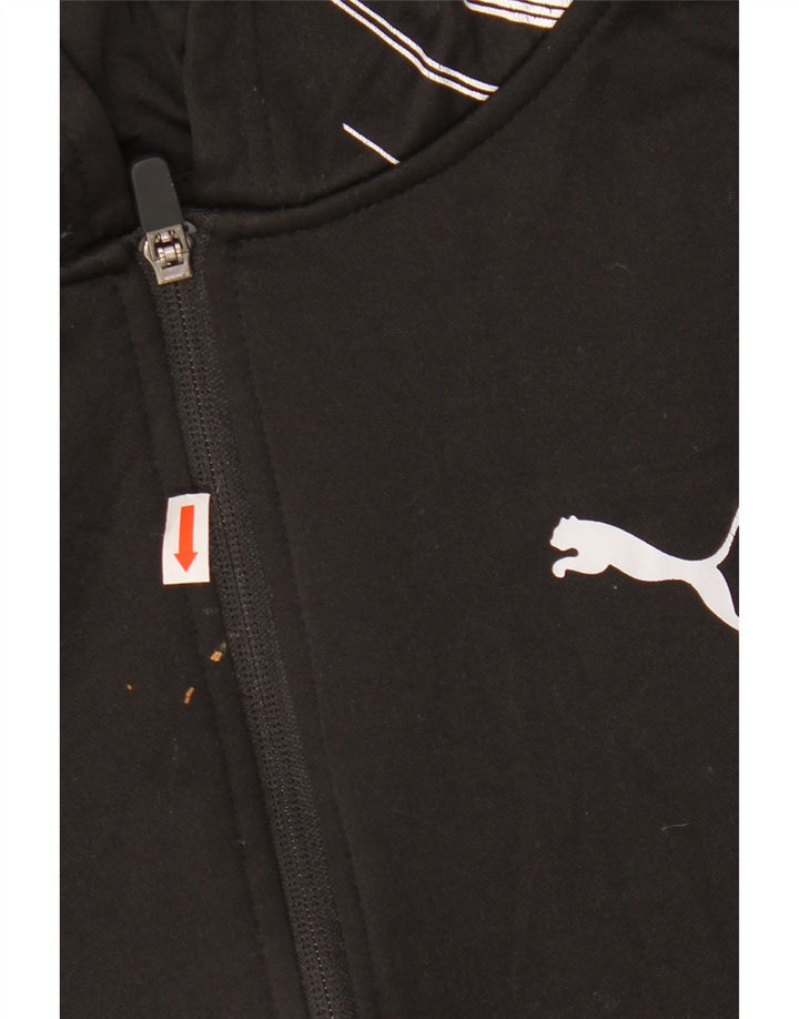 PUMA Boys Graphic Zip Hoodie Sweater 10-11 Years Medium Black Polyester