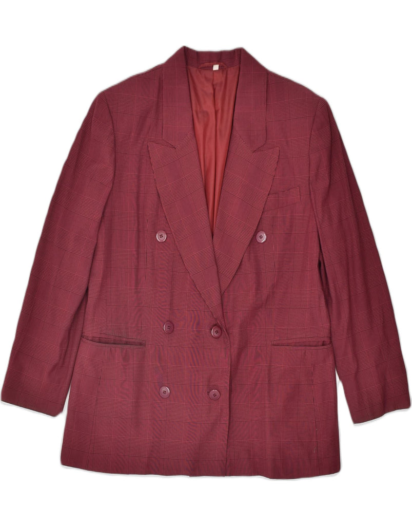 CAROL Womens Double Breasted Blazer Jacket IT 46 Large Burgundy Check | Vintage | Thrift | Second-Hand | Used Clothing | Messina Hembry 