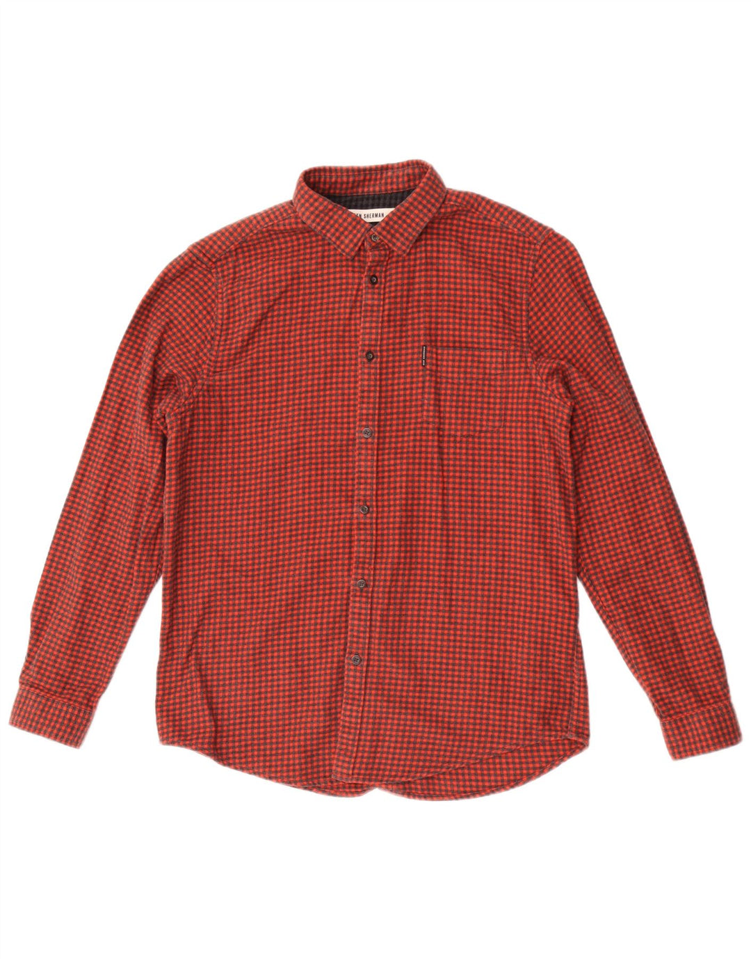 Ben Sherman Mens Flannel Shirt Large Red Houndstooth Cotton