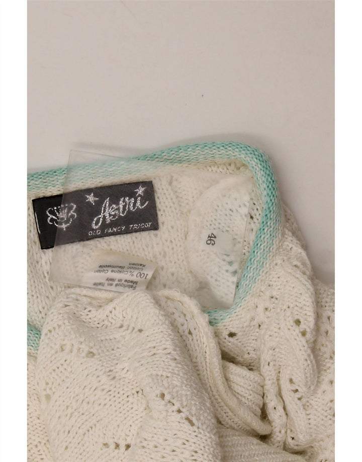 VINTAGE Womens Crew Neck Jumper Sweater IT 46 Large White Cotton
