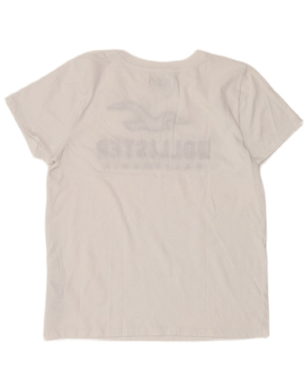 Hollister Womens Graphic T-Shirt Top UK 12 Medium White Cotton