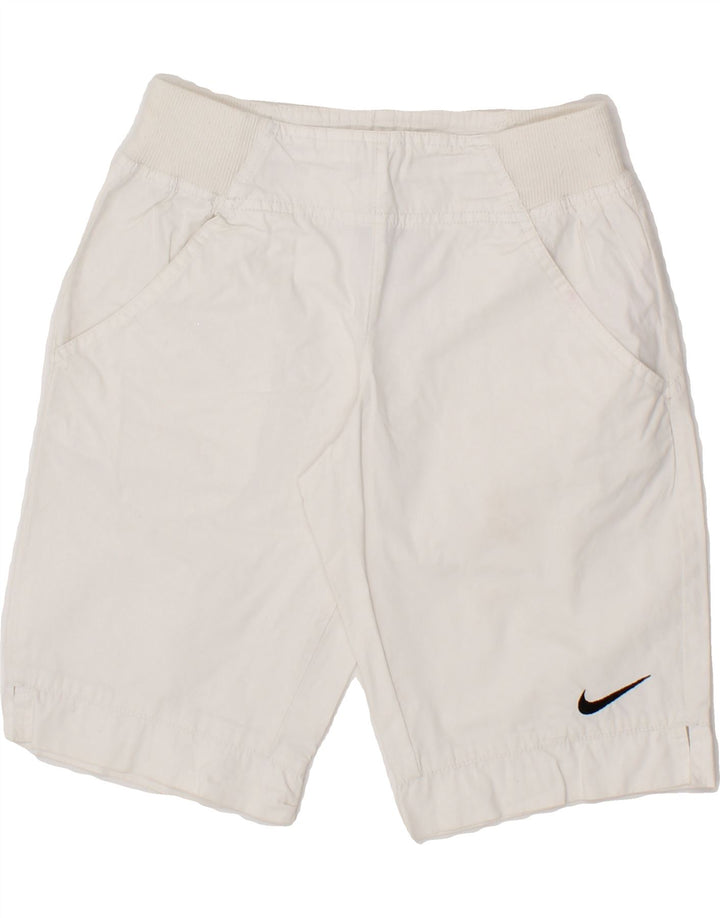NIKE Boys Sport Shorts 10-11 Years Medium White Cotton Vintage Nike and Second-Hand Nike from Messina Hembry 