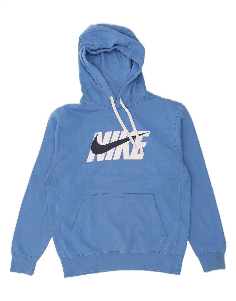 NIKE Mens Graphic Hoodie Jumper XS Blue Cotton | Vintage Nike | Thrift | Second-Hand Nike | Used Clothing | Messina Hembry 