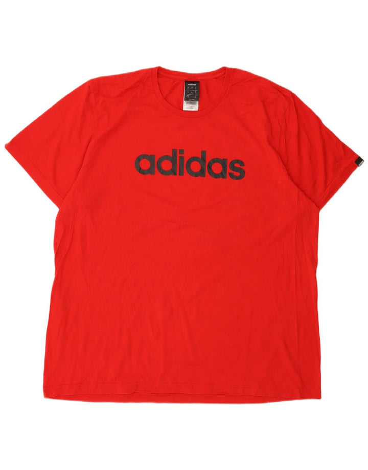 Adidas Mens Graphic T-Shirt Top 2XL Red Cotton