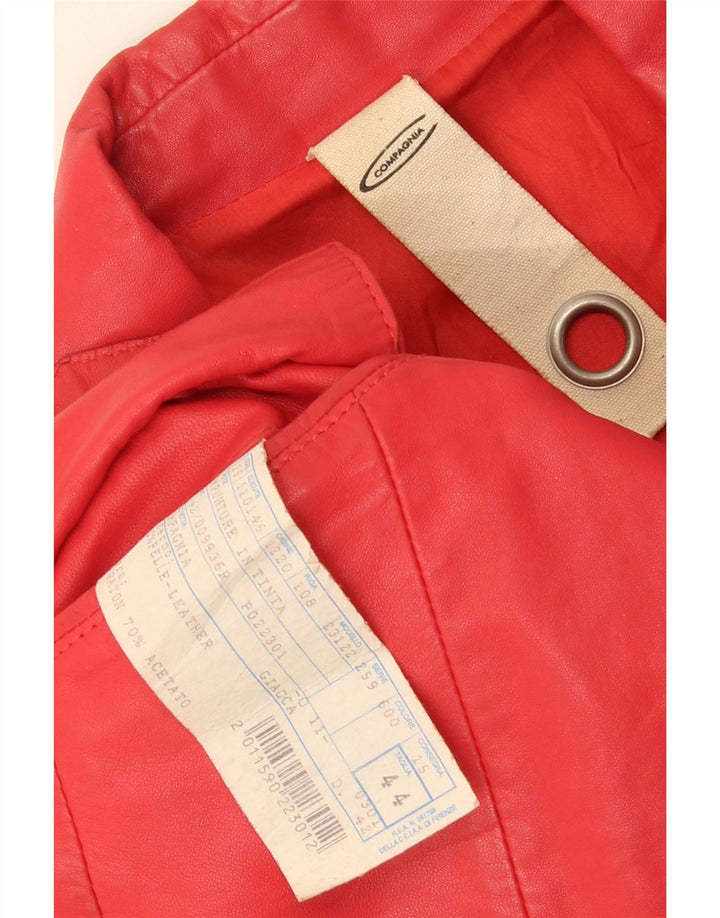Compagnia Womens 2 Button Leather Blazer Jacket IT 44 Medium Red Leather