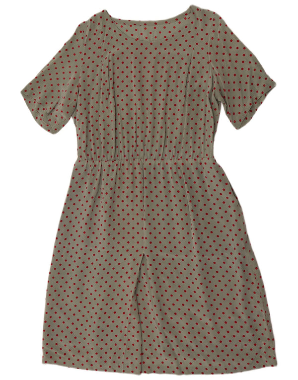 Vintage Womens A-Line Dress UK 18 XL Green Spotted