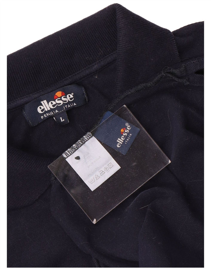 ELLESSE Mens Polo Shirt Large Navy Blue Cotton